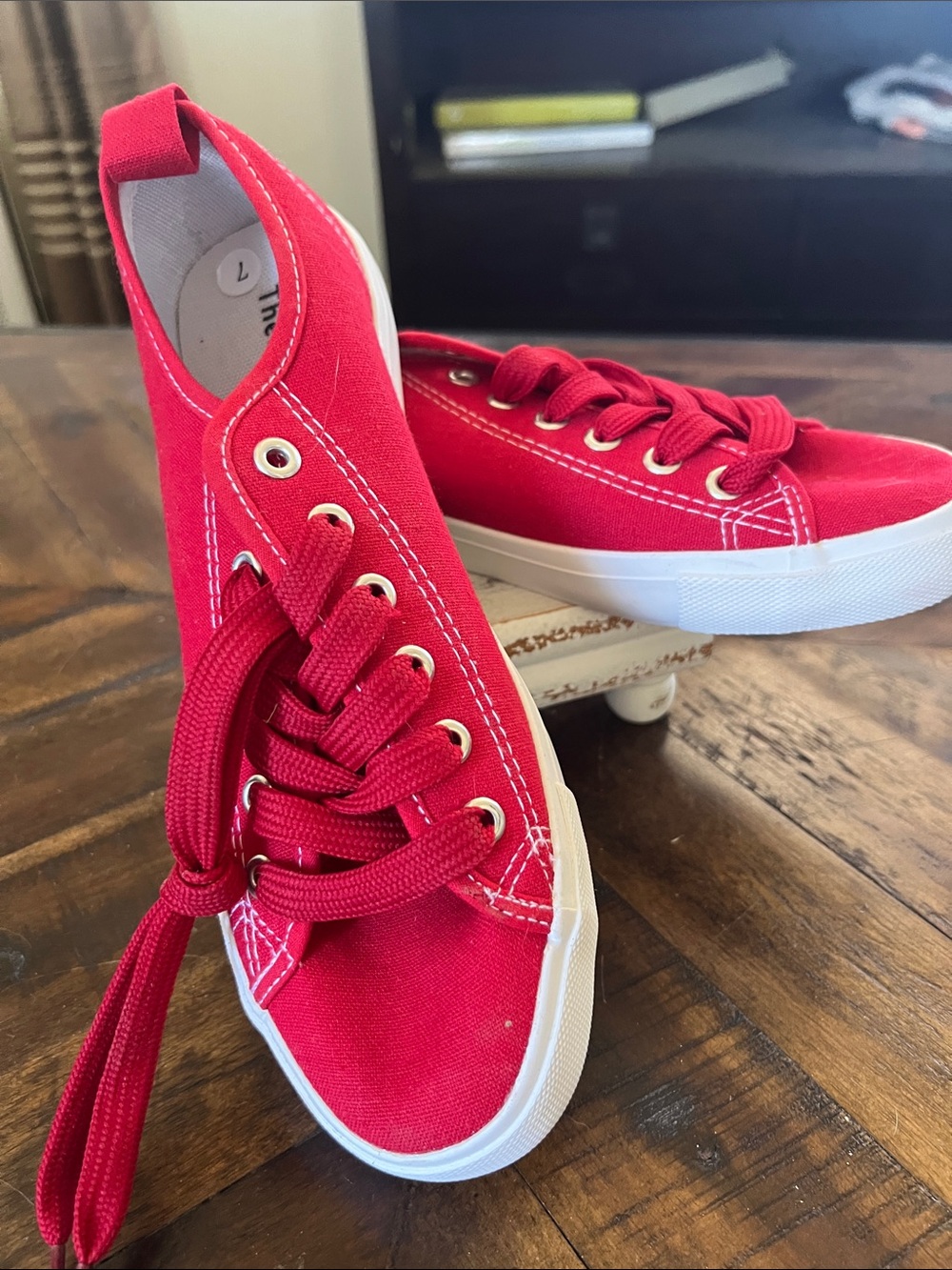 Red Canvas Low-Top Sneakers